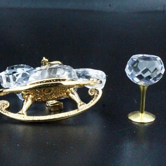 Authentic Swarovski Crystal Rocking Horse Gold Plate Figurine